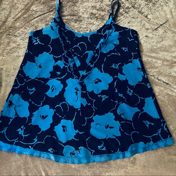 Anthropologie Tulle Blue Sleeveless Trapeze Top - Picture 4 of 4